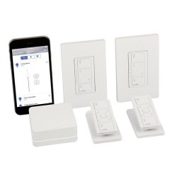 Lutron Caseta Wireless Smart Lighting Dimmer Kit with Pedastals, White